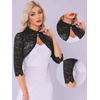 image:imageAllegra K Elegant Lace Bolero Shrug for Women 34 Sleeve Stand Collar Sheer Floral Lace Cardigan TopBlack