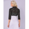 image:imageAllegra K Elegant Lace Bolero Shrug for Women 34 Sleeve Stand Collar Sheer Floral Lace Cardigan TopBlack