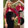 image:imageAllegra K Elegant Lace Bolero Shrug for Women 34 Sleeve Stand Collar Sheer Floral Lace Cardigan TopDark Red