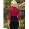 image:imageAllegra K Elegant Lace Bolero Shrug for Women 34 Sleeve Stand Collar Sheer Floral Lace Cardigan TopDark Red