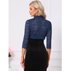 image:imageAllegra K Elegant Lace Bolero Shrug for Women 34 Sleeve Stand Collar Sheer Floral Lace Cardigan TopNavy Blue