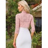 image:imageAllegra K Elegant Lace Bolero Shrug for Women 34 Sleeve Stand Collar Sheer Floral Lace Cardigan TopPink
