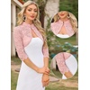 image:imageAllegra K Elegant Lace Bolero Shrug for Women 34 Sleeve Stand Collar Sheer Floral Lace Cardigan TopPink