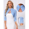 image:imageAllegra K Elegant Lace Bolero Shrug for Women 34 Sleeve Stand Collar Sheer Floral Lace Cardigan TopSky Blue