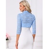 image:imageAllegra K Elegant Lace Bolero Shrug for Women 34 Sleeve Stand Collar Sheer Floral Lace Cardigan TopSky Blue