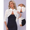 image:imageAllegra K Elegant Lace Bolero Shrug for Women 34 Sleeve Stand Collar Sheer Floral Lace Cardigan TopWhite