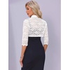 image:imageAllegra K Elegant Lace Bolero Shrug for Women 34 Sleeve Stand Collar Sheer Floral Lace Cardigan TopWhite