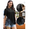 image:imageAllegra K Fringe Tops for Womens Short Sleeve Crew Neck Solid Casual Tassel t ShirtsBlack