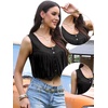image:imageAllegra K Fringe Vest for Womens 70s Faux Suede Sleeveless Tassel Waistcoat Jacket Western Cowgirl OutfitBlack