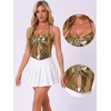 image:imageAllegra K Metallic Backless Cami for Womens Asymmetrical Spaghetti Straps Halter Sparkle Tank TopDark Gold