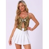 image:imageAllegra K Metallic Backless Cami for Womens Asymmetrical Spaghetti Straps Halter Sparkle Tank TopDark Gold