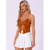 image:imageAllegra K Metallic Backless Cami for Womens Asymmetrical Spaghetti Straps Halter Sparkle Tank TopDark Orange
