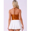 image:imageAllegra K Metallic Backless Cami for Womens Asymmetrical Spaghetti Straps Halter Sparkle Tank TopDark Orange