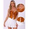 image:imageAllegra K Metallic Backless Cami for Womens Asymmetrical Spaghetti Straps Halter Sparkle Tank TopDark Orange