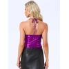 image:imageAllegra K Metallic Backless Cami for Womens Asymmetrical Spaghetti Straps Halter Sparkle Tank TopDark Purple