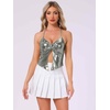 image:imageAllegra K Metallic Backless Cami for Womens Asymmetrical Spaghetti Straps Halter Sparkle Tank TopDark Silver