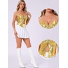 image:imageAllegra K Metallic Backless Cami for Womens Asymmetrical Spaghetti Straps Halter Sparkle Tank TopGold
