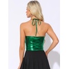 image:imageAllegra K Metallic Backless Cami for Womens Asymmetrical Spaghetti Straps Halter Sparkle Tank TopGreen