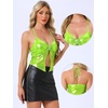 image:imageAllegra K Metallic Backless Cami for Womens Asymmetrical Spaghetti Straps Halter Sparkle Tank TopLight Green