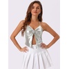 image:imageAllegra K Metallic Backless Cami for Womens Asymmetrical Spaghetti Straps Halter Sparkle Tank TopSilver