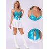 image:imageAllegra K Metallic Backless Cami for Womens Asymmetrical Spaghetti Straps Halter Sparkle Tank TopSky Blue