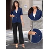 image:imageAllegra K Short Sleeve Blazer for Womens Work Office Notched Lapel Button Down Suit JacketsDark Blue