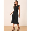 image:imageAllegra K Summer Dress for Women 2026 Elegant Sleeveless V Neck ALine Pleated Flowy Midi DressBlack