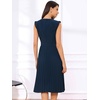 image:imageAllegra K Summer Dress for Women 2026 Elegant Sleeveless V Neck ALine Pleated Flowy Midi DressDeep Blue