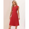 image:imageAllegra K Summer Dress for Women 2026 Elegant Sleeveless V Neck ALine Pleated Flowy Midi DressRed