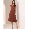 image:imageAllegra K Summer Dress for Women 2026 Elegant Sleeveless V Neck ALine Pleated Flowy Midi DressRust Red