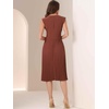 image:imageAllegra K Summer Dress for Women 2026 Elegant Sleeveless V Neck ALine Pleated Flowy Midi DressRust Red