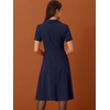 image:imageAllegra K Vintage Work Dresses for Womens 1950s Flat Collar Short Sleeve Fit and Flare DressNavy Blue