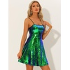 image:imageAllegra K Women Sequin Mini Dresses Party Club Adjustable Spaghetti Strap Festival Outfits Sparkly Disco DressGreen