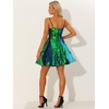 image:imageAllegra K Women Sequin Mini Dresses Party Club Adjustable Spaghetti Strap Festival Outfits Sparkly Disco DressGreen
