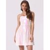 image:imageAllegra K Women Sequin Mini Dresses Party Club Adjustable Spaghetti Strap Festival Outfits Sparkly Disco DressPink White