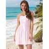 image:imageAllegra K Women Sequin Mini Dresses Party Club Adjustable Spaghetti Strap Festival Outfits Sparkly Disco DressPink White