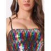 image:imageAllegra K Women Sequin Mini Dresses Party Club Adjustable Spaghetti Strap Festival Outfits Sparkly Disco DressRainbow