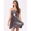 image:imageAllegra K Women Sequin Mini Dresses Party Club Adjustable Spaghetti Strap Festival Outfits Sparkly Disco DressRainbow