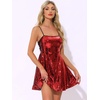 image:imageAllegra K Women Sequin Mini Dresses Party Club Adjustable Spaghetti Strap Festival Outfits Sparkly Disco DressRed
