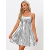 image:imageAllegra K Women Sequin Mini Dresses Party Club Adjustable Spaghetti Strap Festival Outfits Sparkly Disco DressSilver