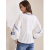 image:imageAllegra K Womens Summer V Neck Boho Mexican Embroidered Tops Peasant Blouse Lantern Sleeve Shirts Casual TopsWhite