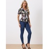 image:imageAllegra K Womens Wrap Peplum Top Blouse 2026 Summer Floral Short Sleeve Ruffle V Neck Belted ShirtsBlackfloral
