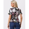 image:imageAllegra K Womens Wrap Peplum Top Blouse 2026 Summer Floral Short Sleeve Ruffle V Neck Belted ShirtsBlackfloral