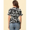 image:imageAllegra K Womens Wrap Peplum Top Blouse 2026 Summer Floral Short Sleeve Ruffle V Neck Belted ShirtsBlackwhite