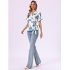 image:imageAllegra K Womens Wrap Peplum Top Blouse 2026 Summer Floral Short Sleeve Ruffle V Neck Belted ShirtsBlue Floal