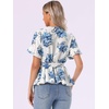 image:imageAllegra K Womens Wrap Peplum Top Blouse 2026 Summer Floral Short Sleeve Ruffle V Neck Belted ShirtsBlue Floal