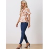 image:imageAllegra K Womens Wrap Peplum Top Blouse 2026 Summer Floral Short Sleeve Ruffle V Neck Belted ShirtsOrange