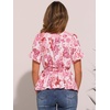 image:imageAllegra K Womens Wrap Peplum Top Blouse 2026 Summer Floral Short Sleeve Ruffle V Neck Belted ShirtsPink Floral