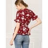 image:imageAllegra K Womens Wrap Peplum Top Blouse 2026 Summer Floral Short Sleeve Ruffle V Neck Belted ShirtsRed