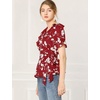 image:imageAllegra K Womens Wrap Peplum Top Blouse 2026 Summer Floral Short Sleeve Ruffle V Neck Belted ShirtsRed